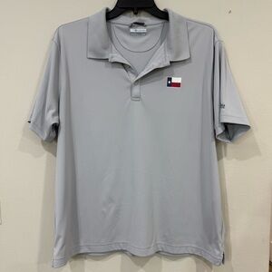Columbia Men's Light Gray Polo Shirt with Flag Accent